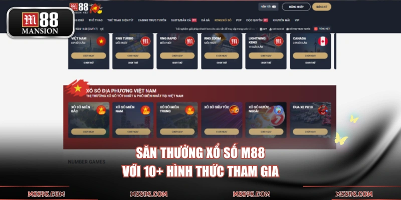 Săn thưởng xổ số M88 với 10+ hình thức tham gia